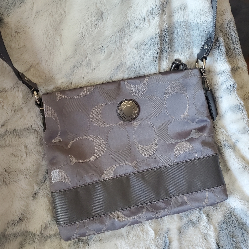 Coach 3 Metallic Trim Signature Style Crossbody